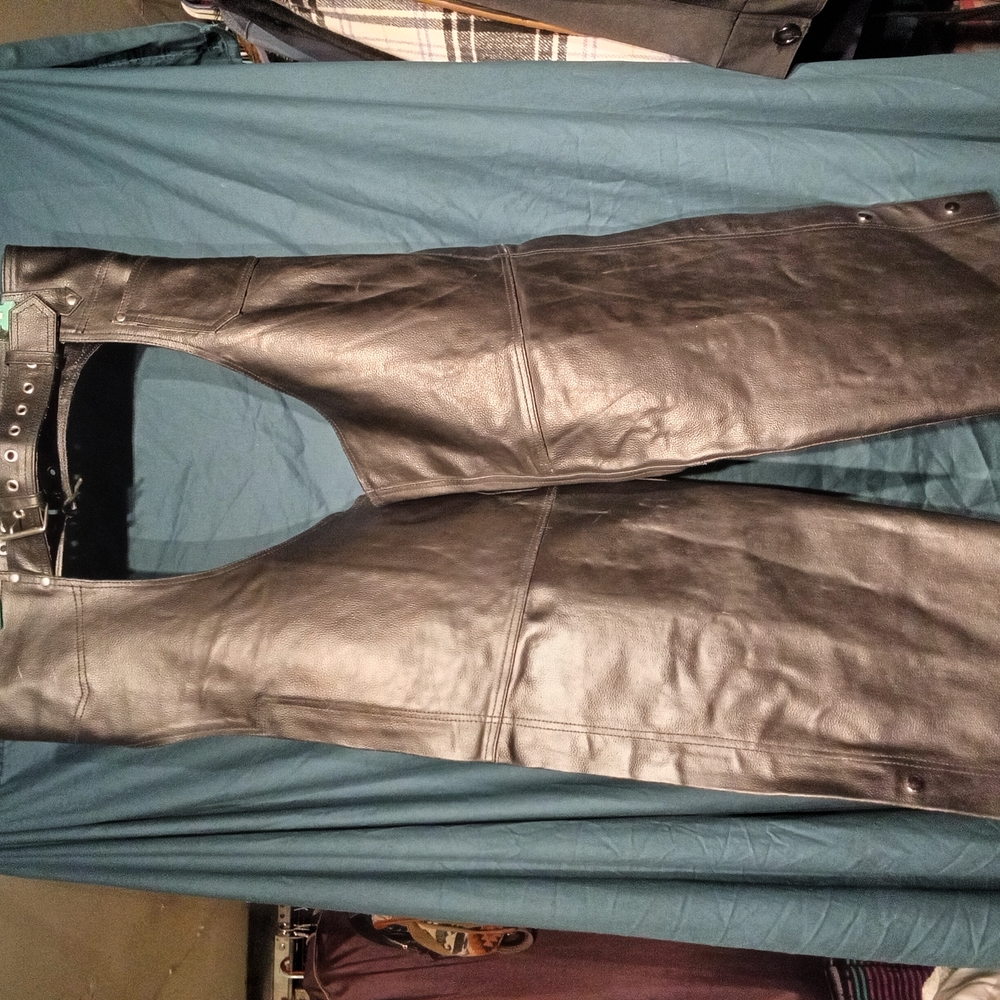 Men's Black Leather Chaps